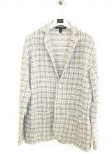 LARDINI/ニットジャケット GREY  WHITE  CHECK