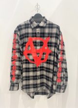 【VETEMENTS】Double Anarchy Logo Flannel Shirt BLACK/WHITE